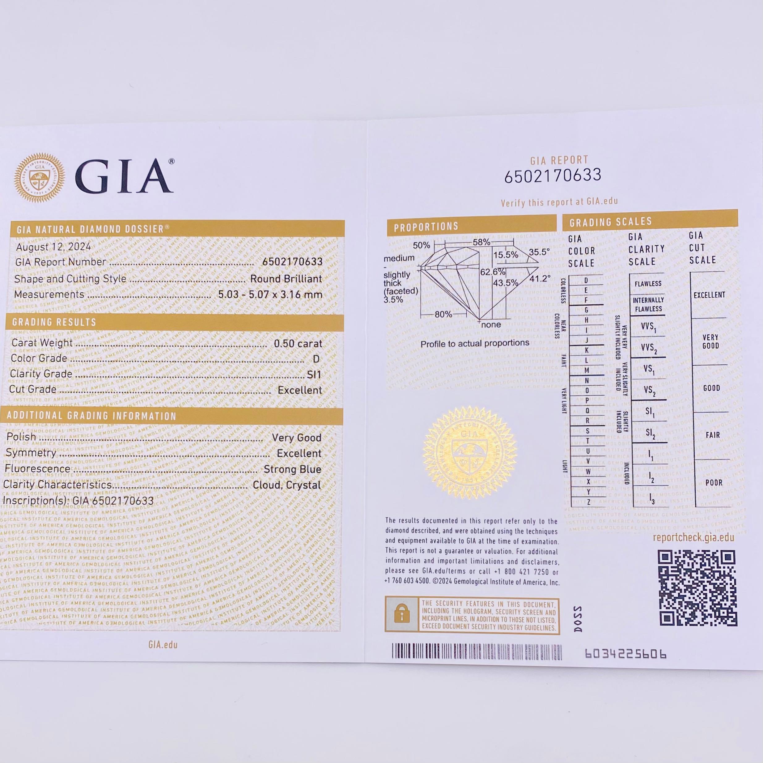Topos Seis Garras Diamantes 1,3 Qts 2.05 g / 5.1 mm Oro Amarillo 18K