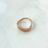 Anillo Ola Doble 3.3gr / T6 3/4 / Circones Blancos Oro Rosa 18K