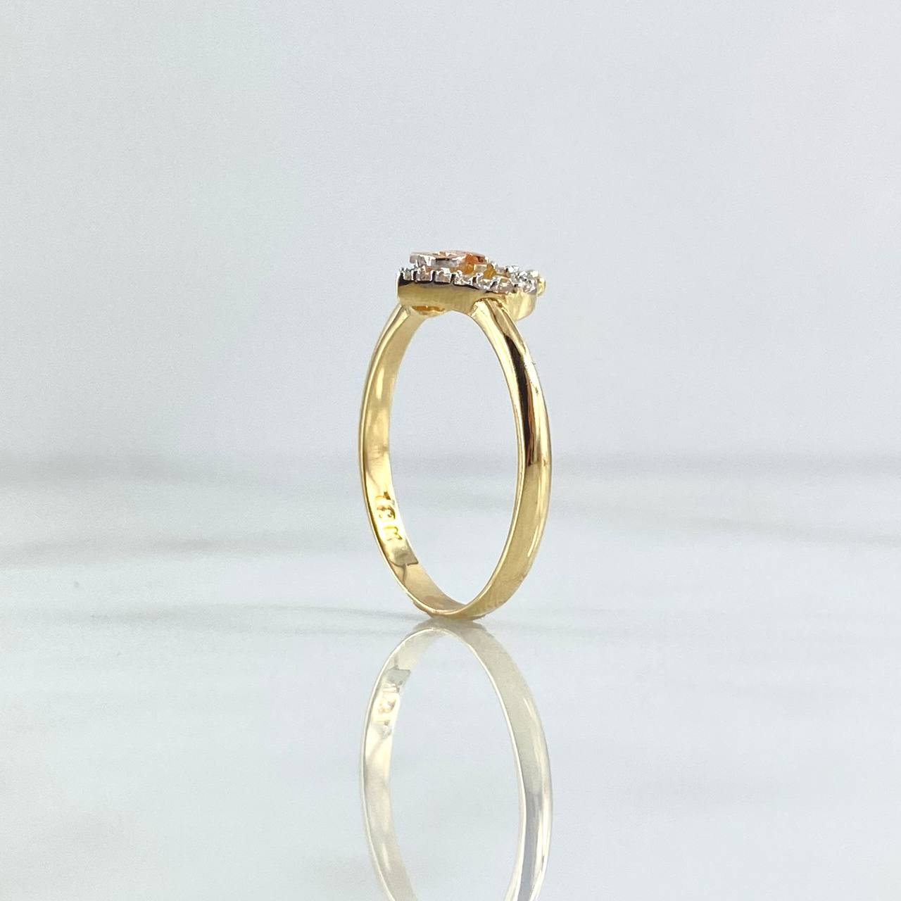 Anillo 15s Corazón Corona 2.25gr / T7 / Circones Blancos Oro Amarillo 18K
