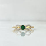 Anillo Solitario Infinito 1.75gr / T6 1/2 / Circones Blancos Verde Oro Amarillo 18K