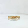 Anillo Cubano Bifurcado 2.4gr / T7 3/4 / Circones Blancos Verdes Oro Amarillo 18K