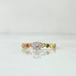 Anillo Solitario Carril de Corazones 1.25gr / T5 1/2 / Circones Blanco Fucia Verde Amarillo Oro Amarillo 18K