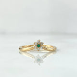 Anillo Flor Arcada 1.5gr / T5 3/4 / Circones Blancos Verde Oro Amarillo 18K