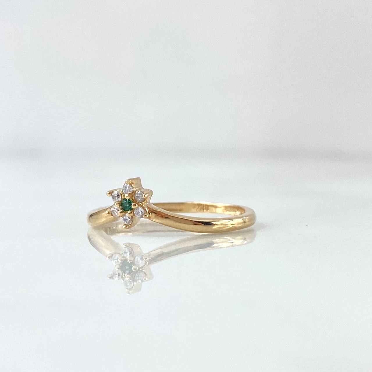 Anillo Flor Arcada 1.5gr / T5 3/4 / Circones Blancos Verde Oro Amarillo 18K