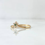 Anillo Flor Arcada 1.5gr / T5 3/4 / Circones Blancos Verde Oro Amarillo 18K