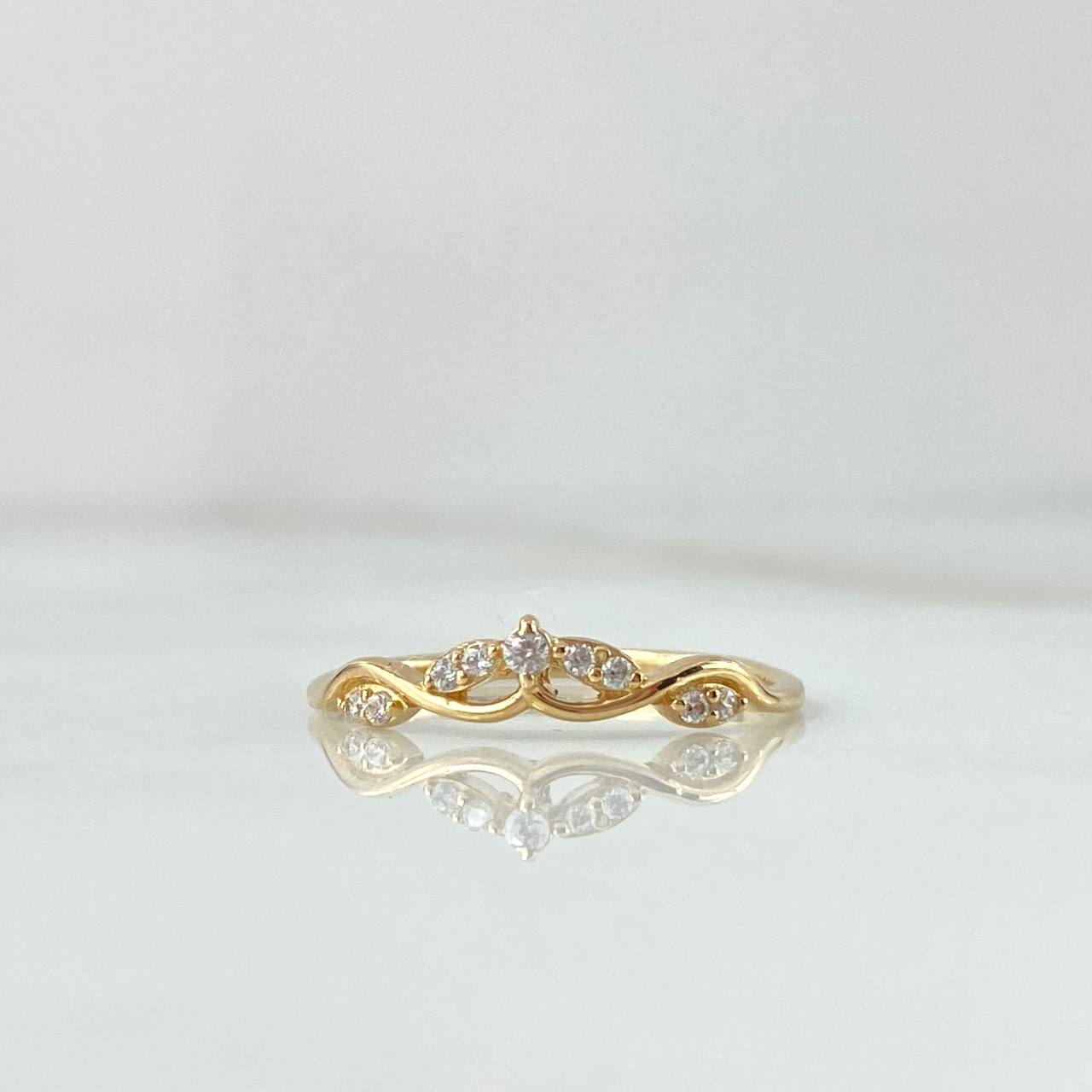Anillo Enrredadera 1.8gr / T7 3/4 / Circones Blancos Oro Amarillo 18K