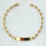 Pulso Bebé GC 2.7gr / 17.5cm / 3.9mm Placa Rectangular Borde Liso Oro Amarillo 18K *