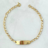 Pulso Bebé Espiga 1.3gr / 15.5cm / 2.7mm Placa Rectangular Octagonal Curva Oro Amarillo 18K *