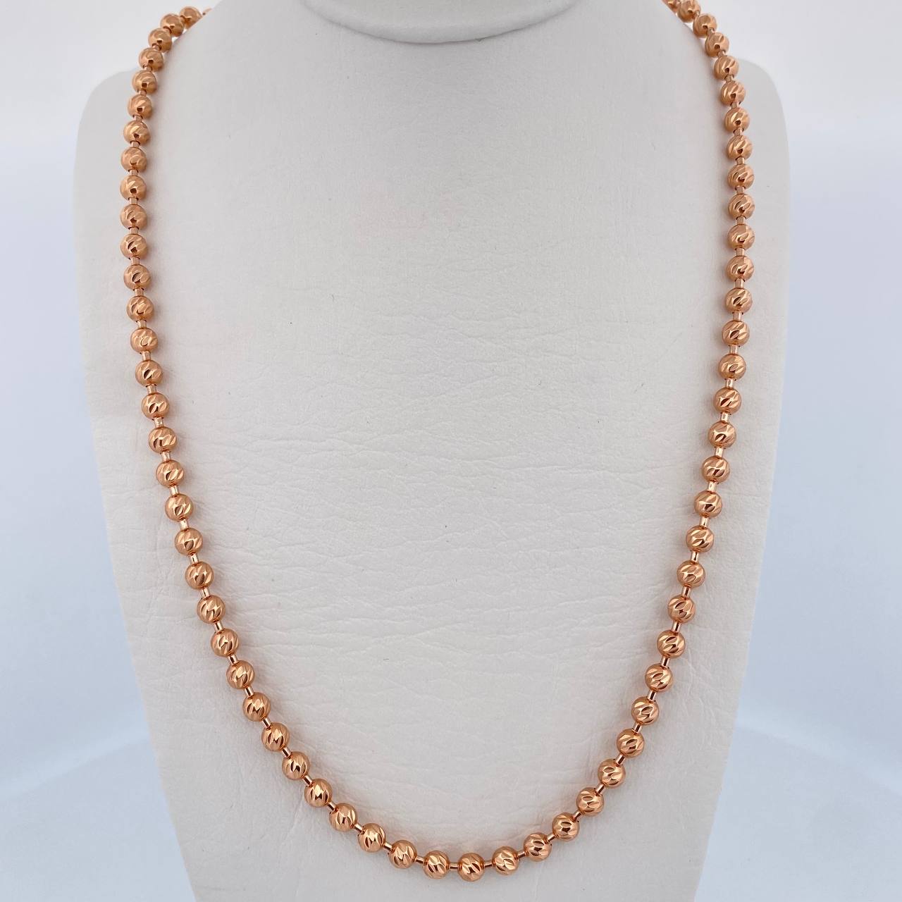 Cadena Militar 24.15gr / 59.6cm / 4mm Bola Diamantada Oro Rosa 18K $