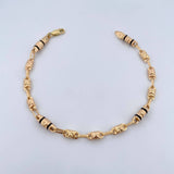 Pulso Rustico Barril 4.75gr / 20.8cm / 5.2mm Cauchos Negros Oro Amarillo 18K $