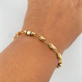 Pulso Rustico Barril 4.75gr / 20.8cm / 5.2mm Cauchos Negros Oro Amarillo 18K $