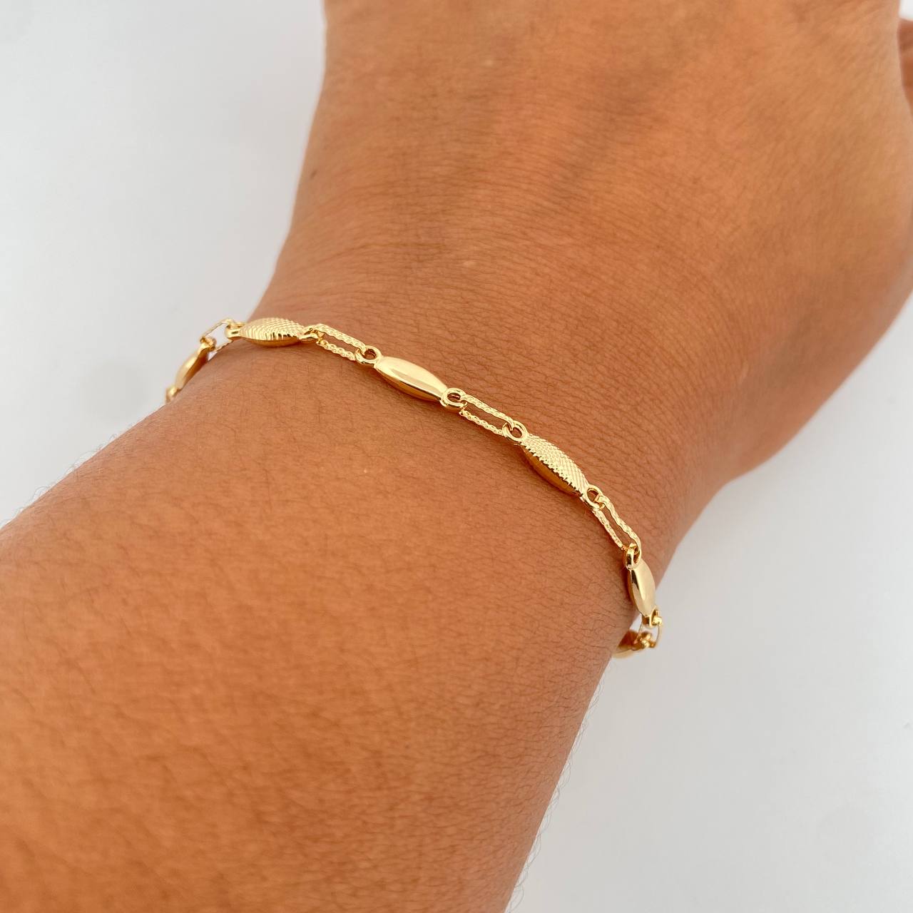 Pulso Rustico Capullo 3.3gr / 20.8cm / 3.2mm Punteado Oro Amarillo 18K $