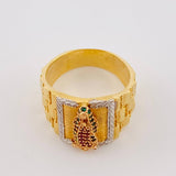Anillo Virgen de Guadalupe 10.9gr / T10 / Circones Verdes Fucsias Tres Oros