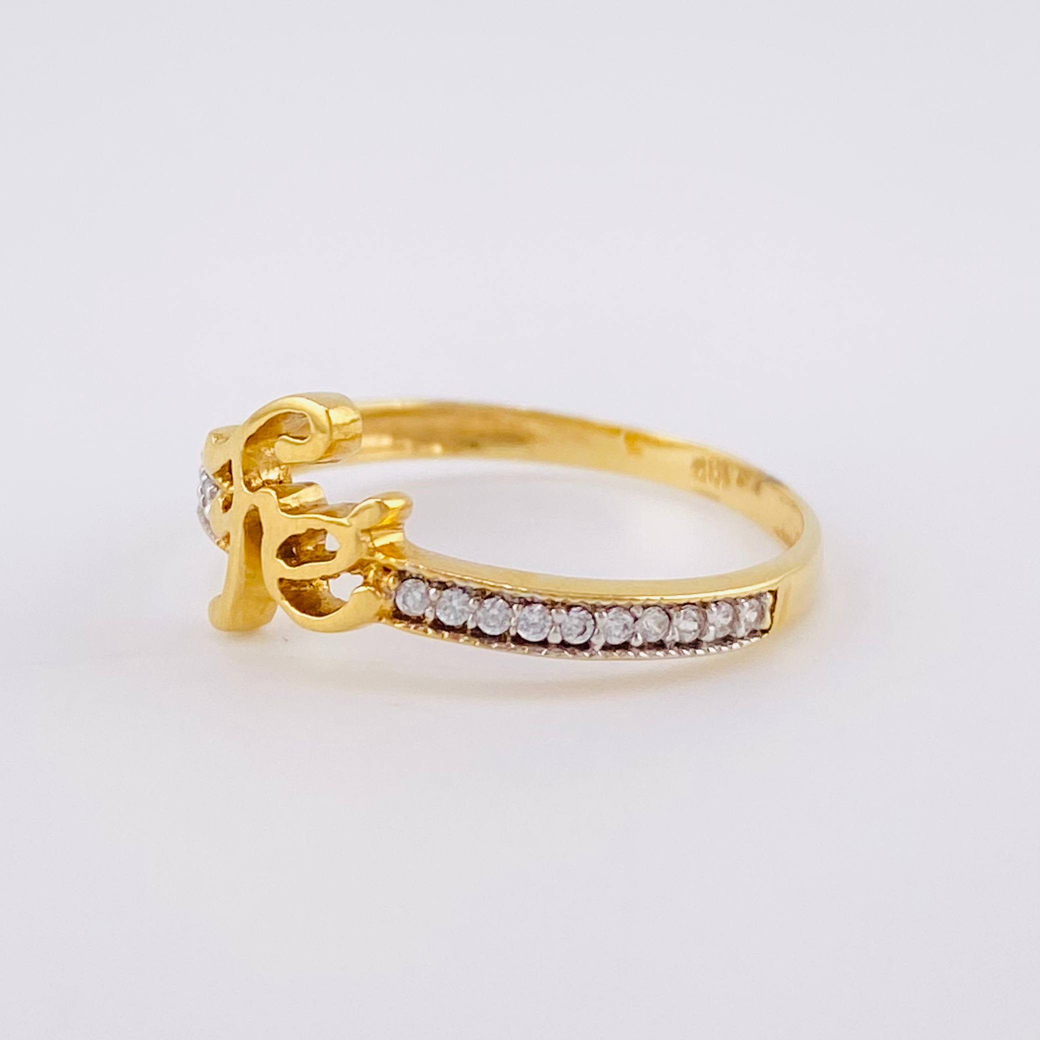 Anillo Churumbela Fe 1.55gr / T6 1/4 / Circones Blancos Dos Oros Amarillo Blanco