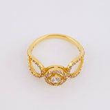 Anillo Solitario Abrazo Curvo 2.45gr / T5 3/4 / Circones Blancos Oro Amarillo