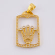 Dije Placa Silueta Corona 9.6gr / 5.4cm / Circones Blancos Oro Amarillo