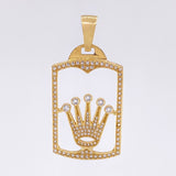 Dije Placa Silueta Corona 9.6gr / 5.4cm / Circones Blancos Oro Amarillo