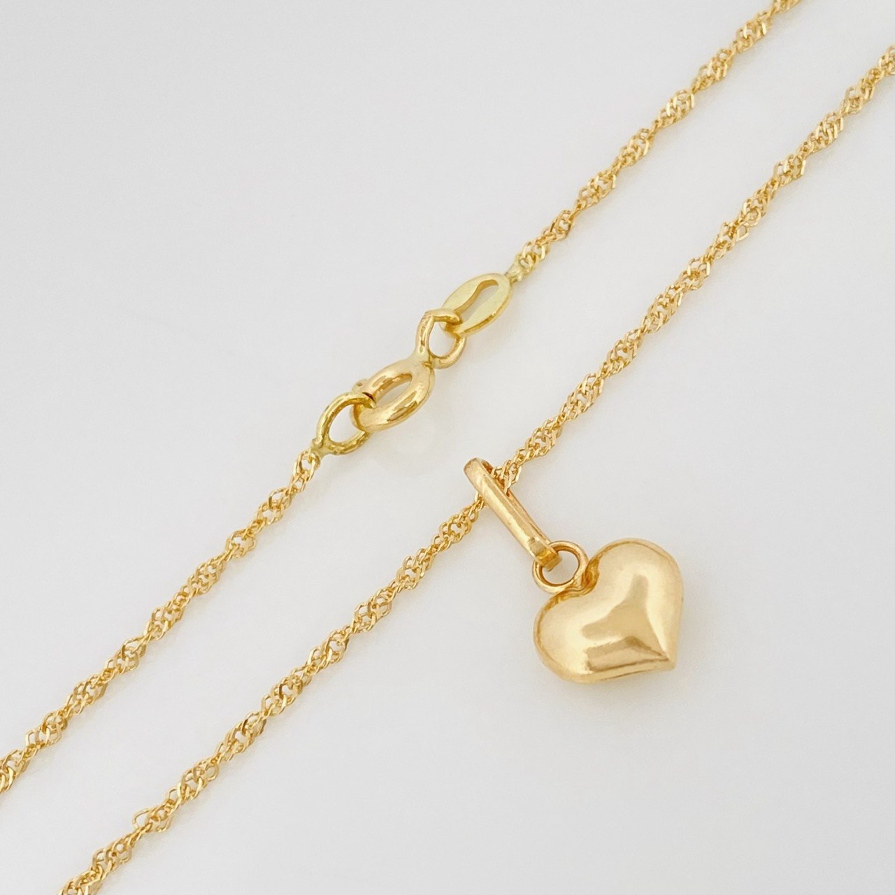 Set Cadena Singapur + Dije Corazón / 2 g / 45 cm Oro Amarillo 18K