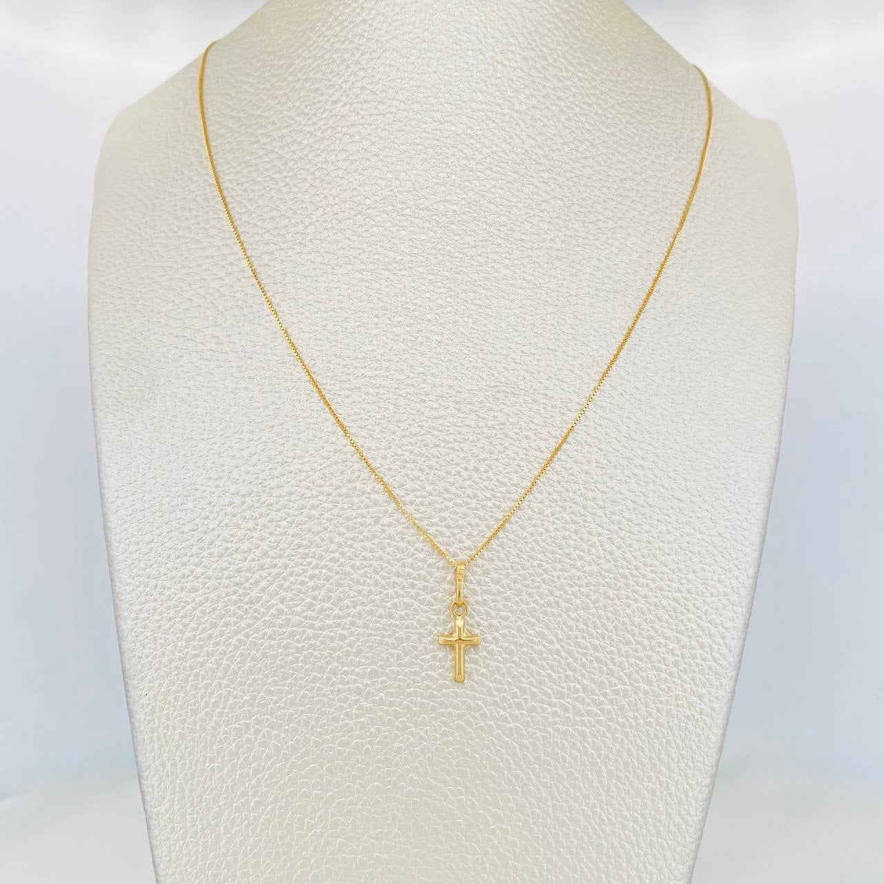 Set Cadena Veneciana + Dije Cruz / 1.4 g / 45.5 cm Oro Amarillo 18K