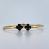 Pulso Aro Trebol 6.6gr / 18.5cm / 1.4mm Onix Negro Oro Amarillo +4 18K