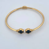 Pulso Aro Trebol 6.6gr / 18.5cm / 1.4mm Onix Negro Oro Amarillo +4 18K
