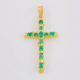 Dije Cruz Tronco Esmeraldas 5,10 Qts 6.6 g / 6.2 cm Oro Amarillo 18K