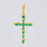 Dije Cruz Tronco Esmeraldas 5,10 Qts 6.6 g / 6.2 cm Oro Amarillo 18K