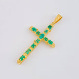 Dije Cruz Tronco Esmeraldas 5,10 Qts 6.6 g / 6.2 cm Oro Amarillo 18K