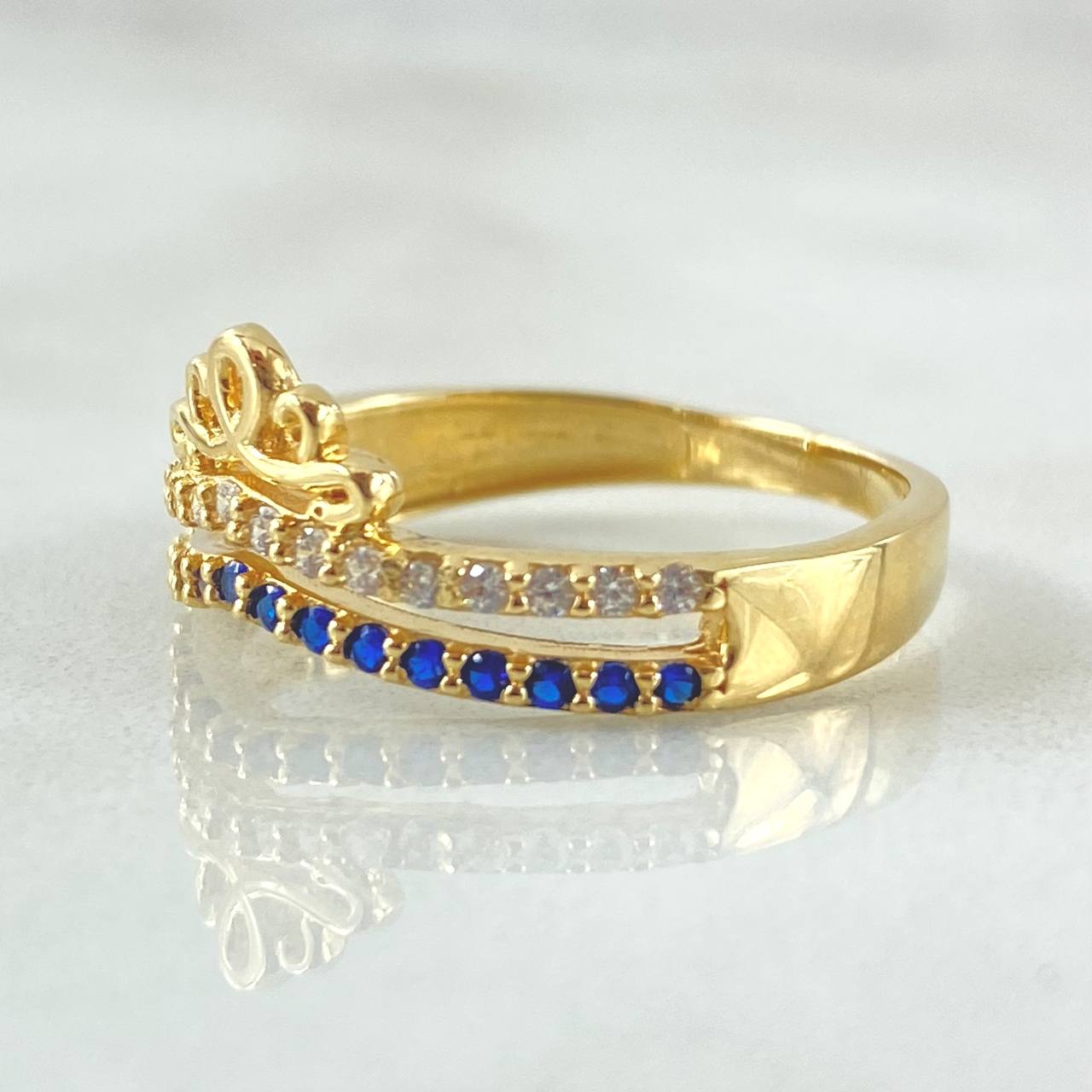Anillo Corona Pavonada 3.1gr / T7 1/2 / Oro Amarillo 18K *