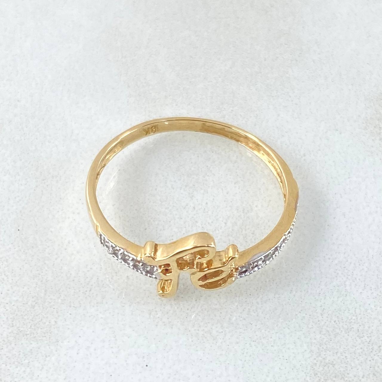 Anillo Fé 1.55gr / T6 1/2 / Dos Oros Amarillo Blanco 18K *