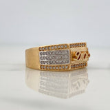 Anillo Dios 8.75gr / T10 / Dos Oros Amarillo Blanco 18K %