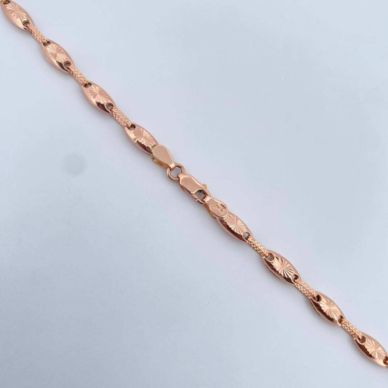 Cadena Rustica Eslabon 13.25gr / 61.4cm / 4.7mm Diamantada Oro Rosa 18K $