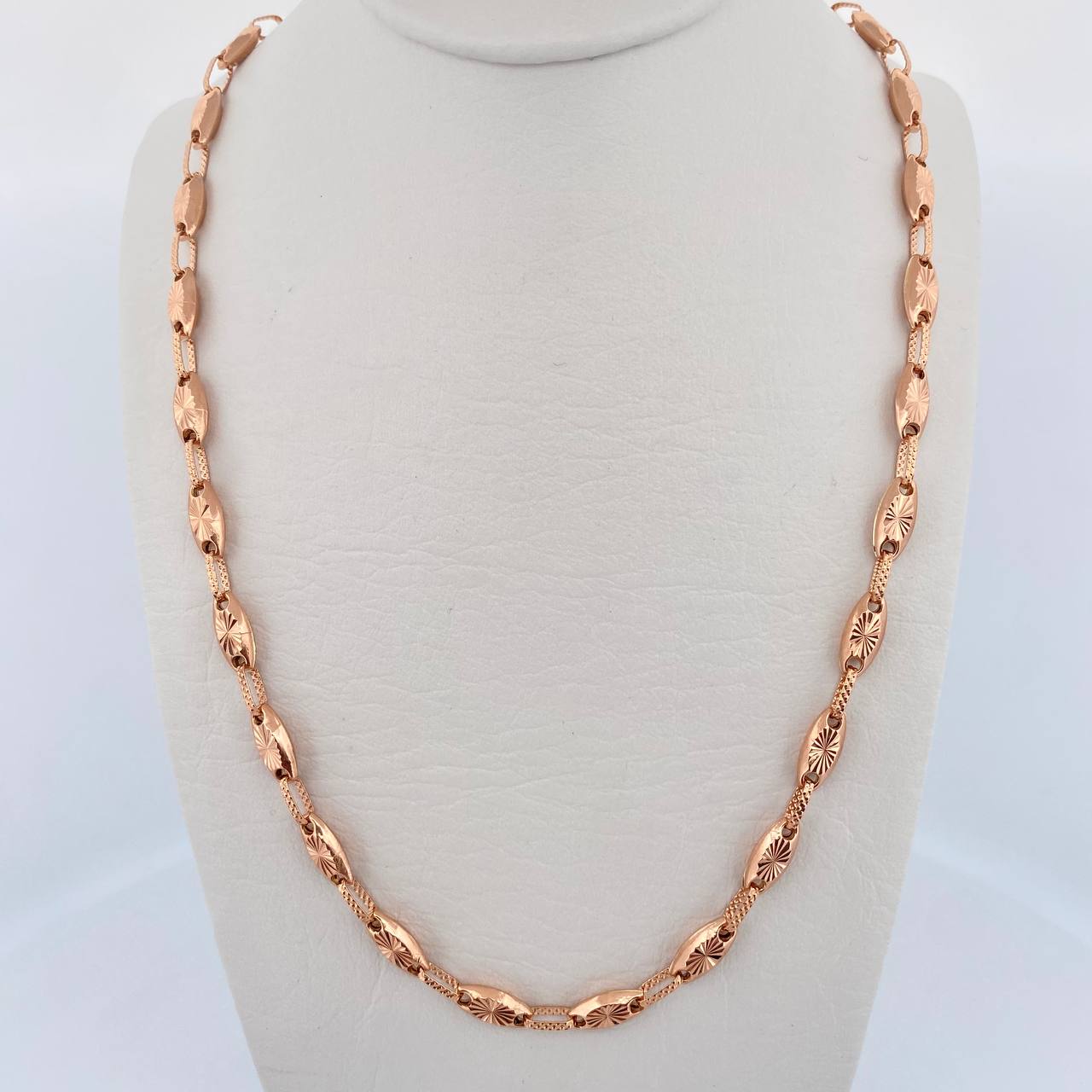 Cadena Rustica Eslabon 13.25gr / 61.4cm / 4.7mm Diamantada Oro Rosa 18K $