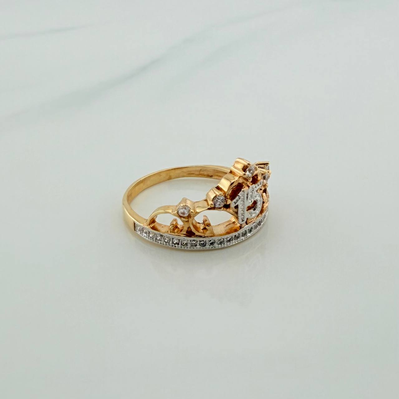 Anillo 15s 4.5gr / T7 1/2 / Dos Oros Amarillo Blanco 18K %