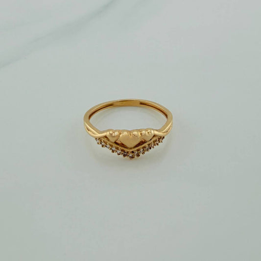 Anillo Trio Corazones 1.9gr / T6 1/2 / Oro Amarillo 18K %