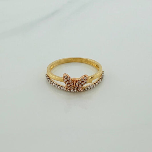 Anillo Mariposas 2.4gr / T7 1/4 / Tres Oros 18K %