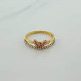 Anillo Mariposas 2.4gr / T7 1/4 / Tres Oros 18K %