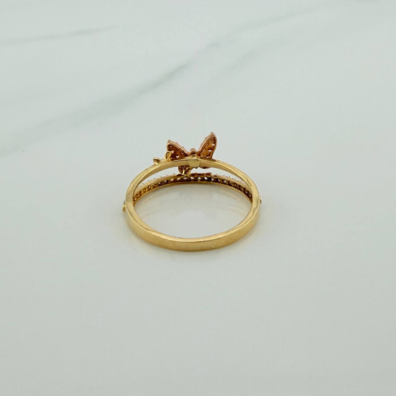 Anillo Mariposas 2.4gr / T7 1/4 / Tres Oros 18K %