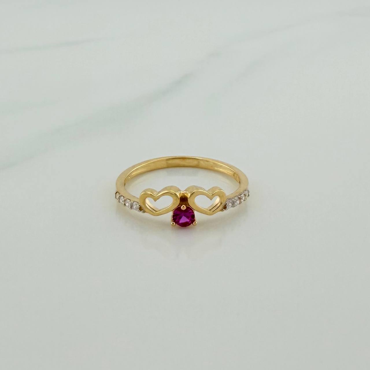 Anillo Silueta Corazón Doble 1.75gr / T6 1/2 /  Dos Oros Amarillo Blanco  18K %