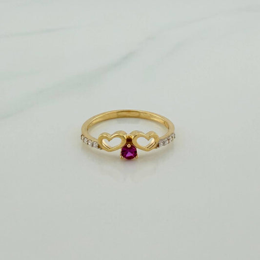 Anillo Silueta Corazón Doble 1.75gr / T6 1/2 /  Dos Oros Amarillo Blanco  18K %