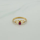 Anillo Silueta Corazón Doble 1.75gr / T6 1/2 /  Dos Oros Amarillo Blanco  18K %