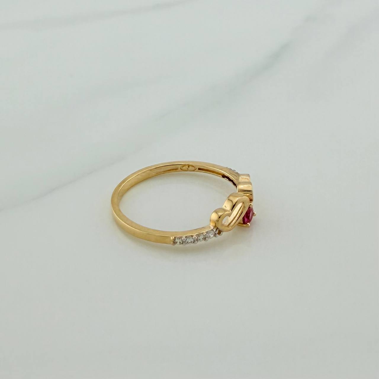 Anillo Silueta Corazón Doble 1.75gr / T6 1/2 /  Dos Oros Amarillo Blanco  18K %