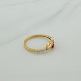 Anillo Silueta Corazón Doble 1.75gr / T6 1/2 /  Dos Oros Amarillo Blanco  18K %
