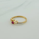 Anillo Silueta Corazón Doble 1.75gr / T6 1/2 /  Dos Oros Amarillo Blanco  18K %