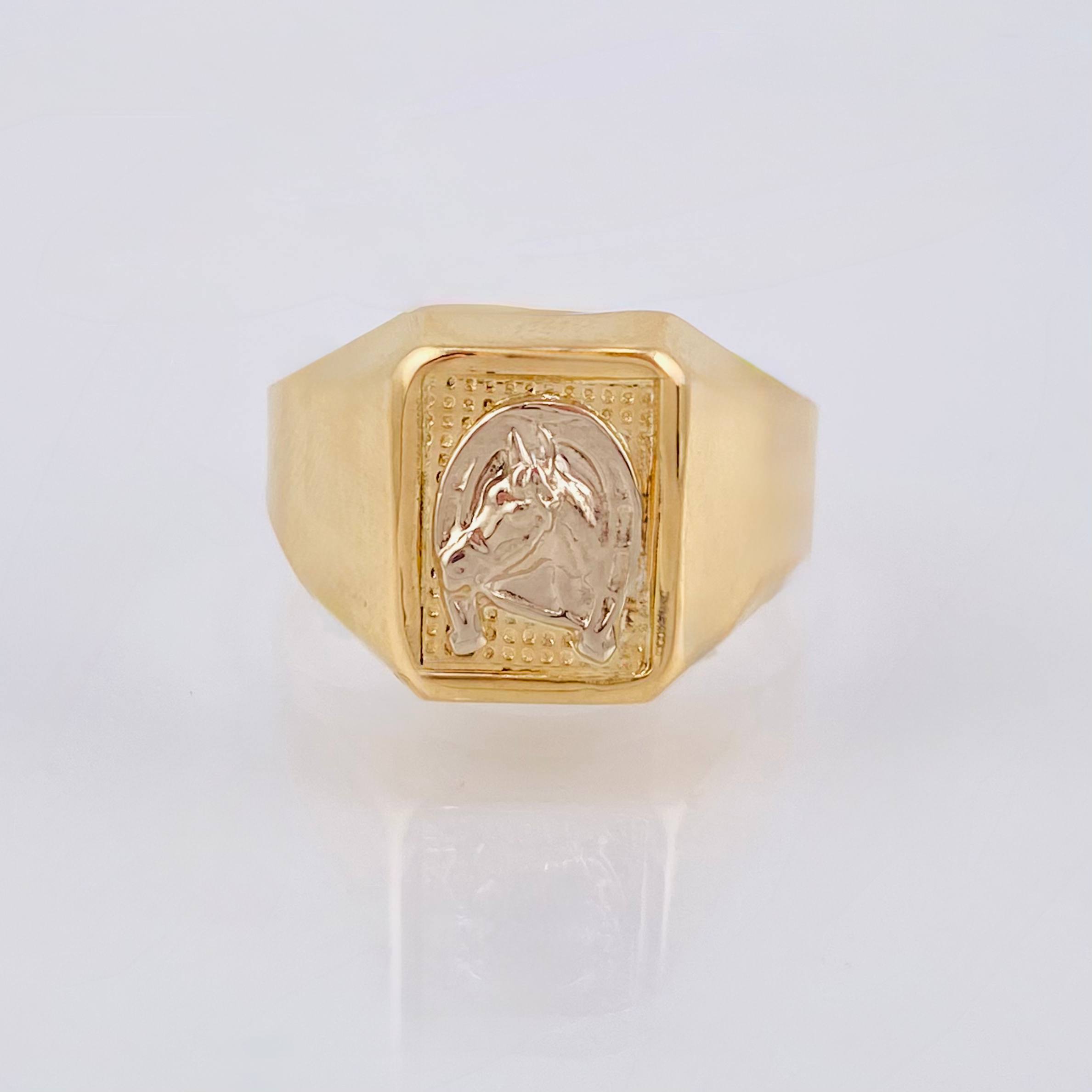 Anillo Sello Corazon 1.7gr / T7 / Tres Oros 18K ©