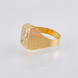 Anillo Sello Herradura Caballo 3.35gr / T8 3/4 / Dos Oros Amarillo Blanco 18K