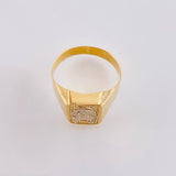 Anillo Sello Herradura Caballo 3.35gr / T8 3/4 / Dos Oros Amarillo Blanco 18K