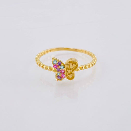 Anillo Mariposa Mate 1.35gr / T7 / Oro Amarillo 18K