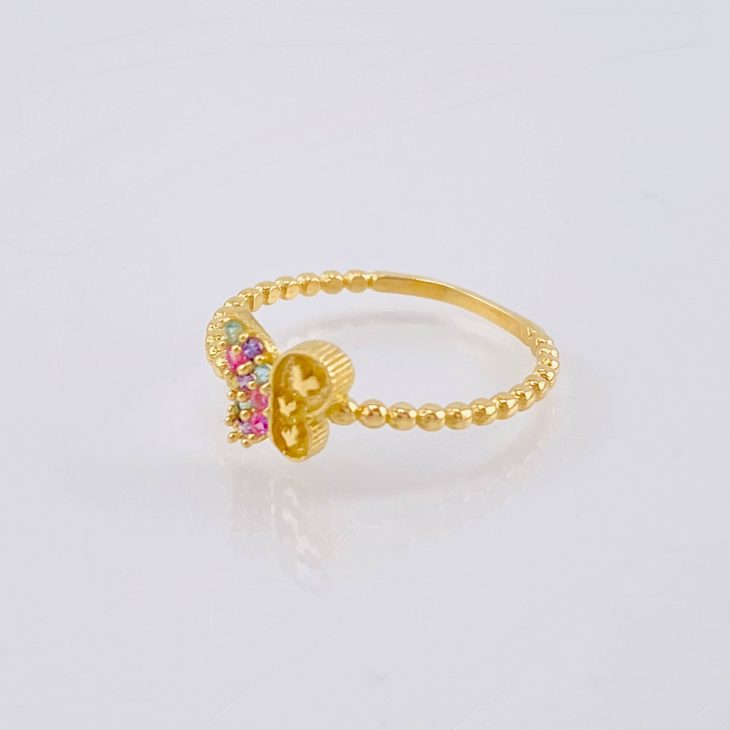 Anillo Mariposa Mate 1.35gr / T7 / Oro Amarillo 18K