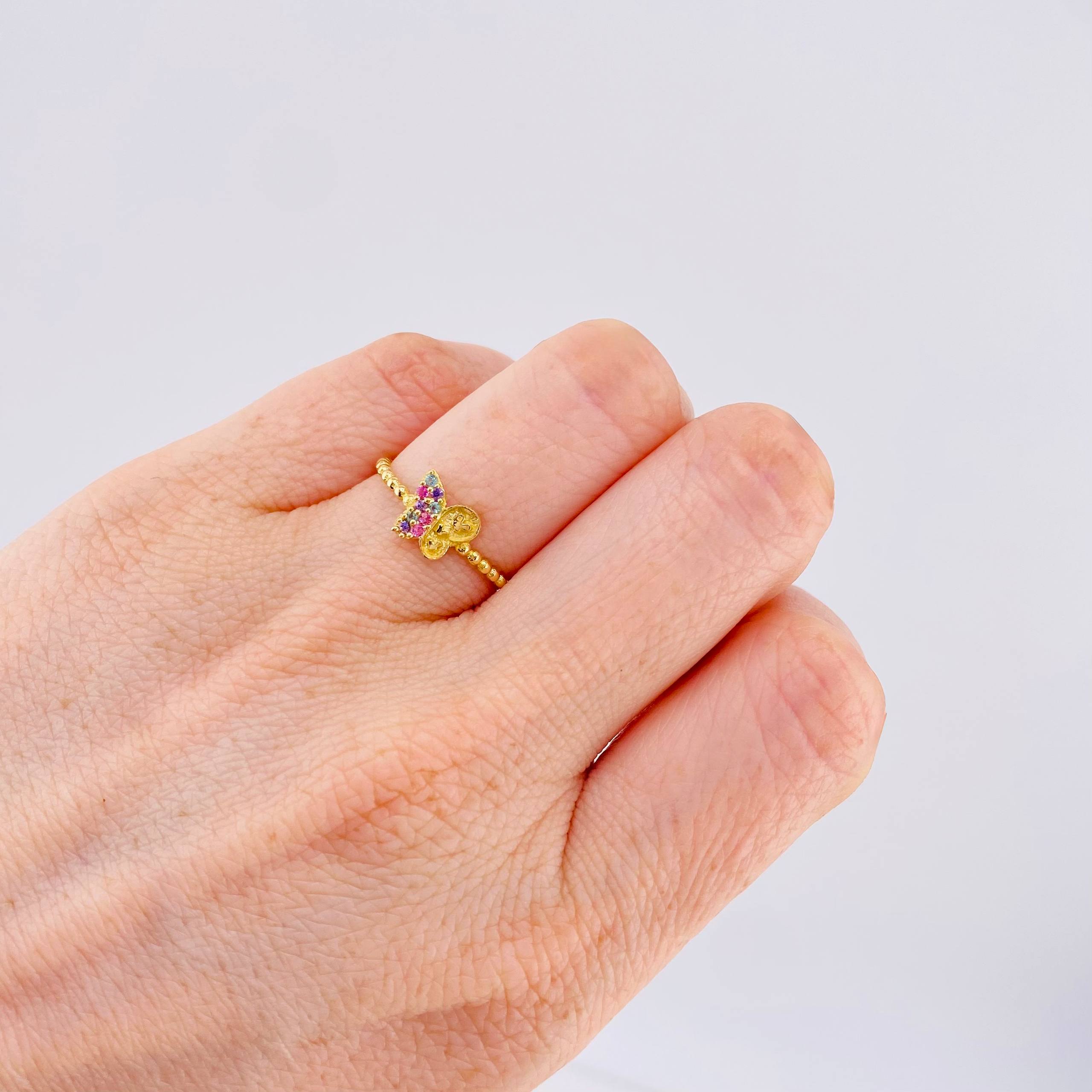 Anillo Mariposa Mate 1.35gr / T7 / Oro Amarillo 18K
